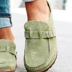 Round Toe Low Heel Buckle Loafers - Qu!rk Boutique