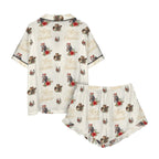 Baha Ranch Christmas Horses Cowgirl Western Satin Short Pajama Set - Qu!rk Boutique