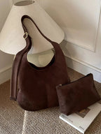 Suede Hobo Shoulder Bag - Qu!rk Boutique