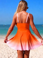 V-Neck Gradient One-Piece Swimsuit - Qu!rk Boutique