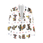Baha Ranch Colores de Mexico Mexican Talavera Floral Animals Blazer in White - Qu!rk Boutique