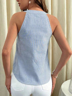 Striped Button Front Tank - Qu!rk Boutique