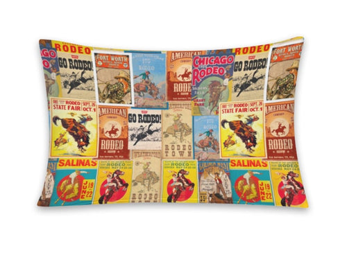 Baha Ranch Vintage Rodeo Poster Pillow Case Made in America - Qu!rk Boutique