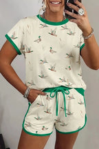 Mallard Printed Colorblock Trim Short Set - Qu!rk Boutique