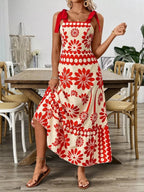 Floral Print Tie-Shoulder Midi Dress - Qu!rk Boutique