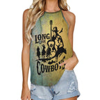 Baha Ranch Cowboys Print Women's Western Tank Top - Qu!rk Boutique
