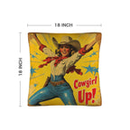 Vintage Cowgirl Up Throw Pillow Case 18 x 18 Made in America - Qu!rk Boutique