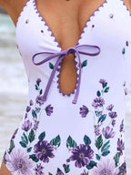 Printed Spaghetti Strap One-Piece Swimwear and Cover Up Swim Set - Qu!rk Boutique