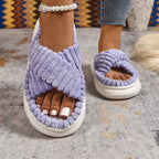 💙 Crisscross Open Toe Platform Slippers - Qu!rk Boutique