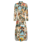 Colores de Mexico Pictures of the Southwest Button-Up Long Sleeve Shirt Dress Duster - Qu!rk Boutique