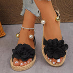 Flower Open Toe Sandals - Qu!rk Boutique