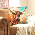 Baha Ranch Painted Bull Velvety Soft Pillow Cover Made in America - Qu!rk Boutique
