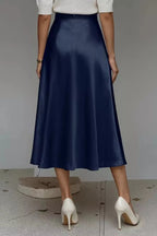 Satin A-Line Midi Skirt - Qu!rk Boutique