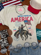 United States of America Cowboy Graphic Tee - Qu!rk Boutique