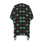 Baha Ranch Black Turquoise Orange Aztec Duster Kimono Coverup - Qu!rk Boutique