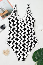 Tied Front Contrast Striped One-Piece Swimsuit - Qu!rk Boutique