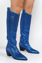 Blazing Boots - Blue or Silver - Cowgirl Sparkle Holiday Western - Qu!rk Boutique