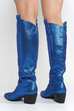 Blazing Boots - Blue or Silver - Cowgirl Sparkle Holiday Western - Qu!rk Boutique