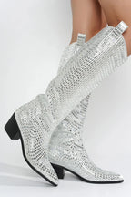 Blazing Boots - Blue or Silver - Cowgirl Sparkle Holiday Western - Qu!rk Boutique