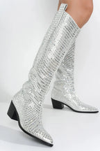 Blazing Boots - Blue or Silver - Cowgirl Sparkle Holiday Western - Qu!rk Boutique