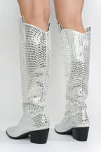 Blazing Boots - Blue or Silver - Cowgirl Sparkle Holiday Western - Qu!rk Boutique