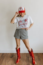 Cowboy Motel Raw Cut V-neck Graphic Tee - Qu!rk Boutique
