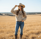 Cowgirl Barbed Wire Bow Graphic Sweatshirt - Qu!rk Boutique