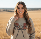 Cowgirl Barbed Wire Bow Graphic Sweatshirt - Qu!rk Boutique