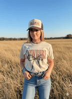 Cowgirl Barbed Wire Bow Graphic Tee - Qu!rk Boutique
