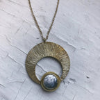 Crescent Moon Pendant with Dendritic Agate - Qu!rk Boutique