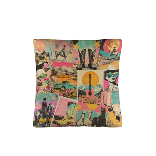 Baha Ranch Retro Pop Western Collage Pillow Case Made in America - Qu!rk Boutique