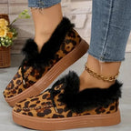 Bow Furry Round Toe Flat Slip-Ons - Qu!rk Boutique