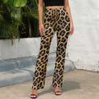 Baha Ranch Retro Pop Western Leopard Animal Print Flare Pants - Qu!rk Boutique