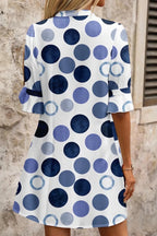 Polka Dot Print Flounced Half Sleeve Casual Vacation Style Mini Dress - Qu!rk Boutique