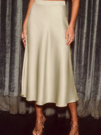Satin Midi Skirt - Qu!rk Boutique