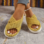 💙 Crisscross Open Toe Platform Slippers - Qu!rk Boutique