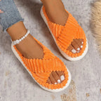 💙 Crisscross Open Toe Platform Slippers - Qu!rk Boutique