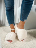 💙 Fuzzy Open Toe Flats Slippers - Qu!rk Boutique