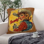 Vintage Cowgirl Howdy Throw Pillow 18 x 18 Made in America - Qu!rk Boutique