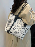 Graffiti Print Casual Tote Bag - Qu!rk Boutique