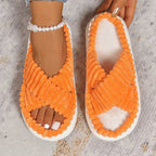 💙 Crisscross Open Toe Platform Slippers - Qu!rk Boutique