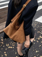 Minimalist Suede Shoulder Bag - Qu!rk Boutique