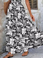 Full Size Printed V-Neck Tiered Maxi Dress Plus Size - Qu!rk Boutique