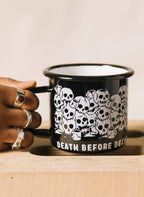 Death Before Decaf Enamel Mug - Qu!rk Boutique