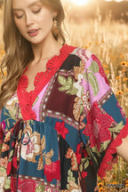 Boho V-Neck Mini Dress - Qu!rk Boutique