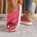 💙 Crisscross Open Toe Platform Slippers - Qu!rk Boutique