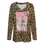 Baha Ranch Retro Pop Western Leopard Cowgirl Long Sleeve Top - Qu!rk Boutique