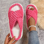 💙 Crisscross Open Toe Platform Slippers - Qu!rk Boutique