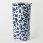 Dark Blue Floral Travel Mug - Qu!rk Boutique