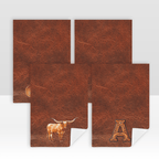 Monogrammed Initial Western Leather Look Saddle Longhorn Cowboy Cowgirl Kitchen Dish Towels Made in America - Qu!rk Boutique